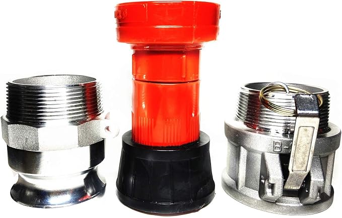 SAFBY Fire Hose Nozzle 1.5 Inch NPSH/NPT Thermoplastic Fire Equipment Spray Jet Fog with 1.5 Inch Aluminum Female and Male Fitting
