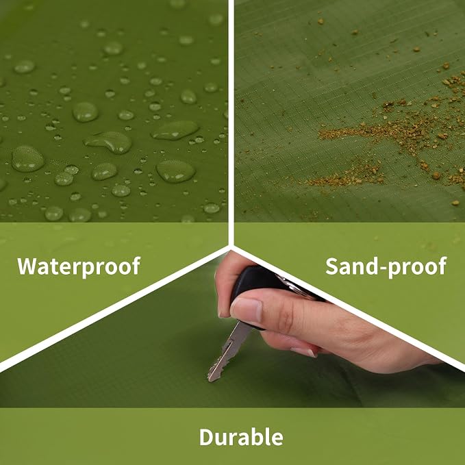 Frelaxy Pocket Picnic Blanket, Waterproof Sandproof Beach Mat, Compact Camping Tarp for Festivals, Hiking, Travel, Outdoor Recreation (Army Green, 35'' x 57'')