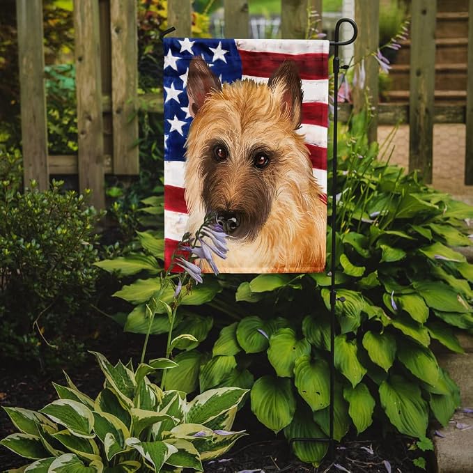 Caroline's Treasures CK6427GF Belgian Laekenois American Flag Garden Flag Mailbox Flag Decorative Yard Flag Banner Outside Patio Artwork Yard Flower Beds, Garden Size, Multicolor