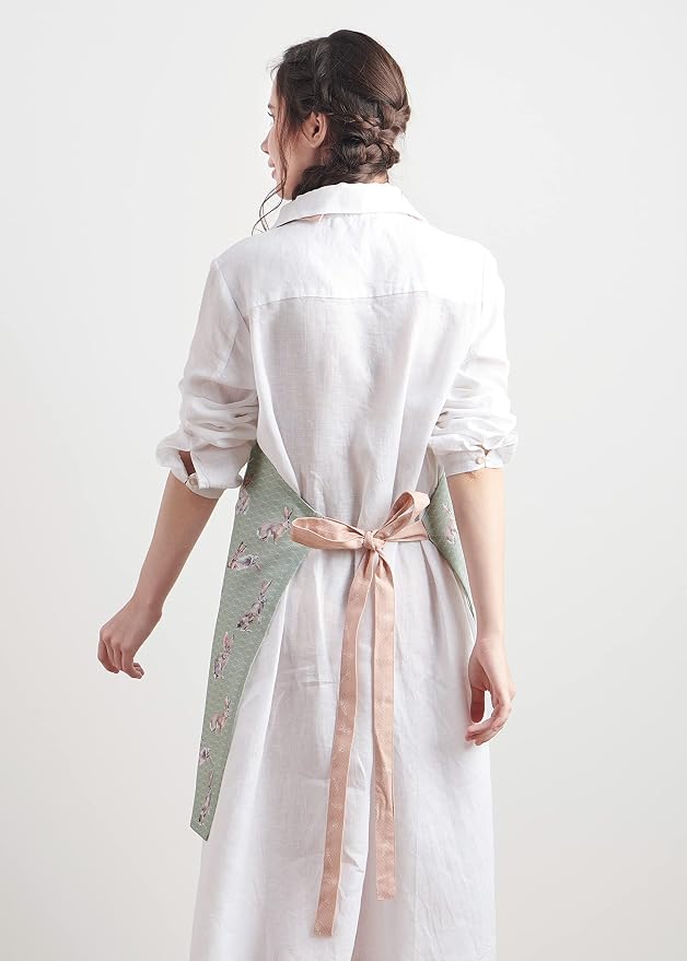 Maison d' Hermine Aprons for women with Pocket 100% Cotton (27.50"x31.50") | Adjustable Neck Strap & long ties Apron Men Chef Wedding Cooking Gardening Server Maid