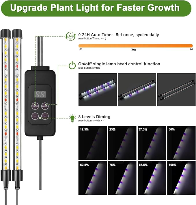 60-Cell Self-Watering Seed Starter Tray with Grow Light, Indoor Seed Starting Kit Trays with Heat Mat, Adjustable Brightness Plant Germination Trays Growing Kit with 4.13" Humidity Dome for Seed Grow