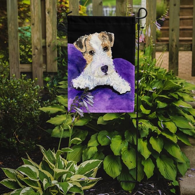 Caroline's Treasures SS8971GF Fox Terrier Garden Flag Mailbox Flag Decorative Yard Flag Banner Outside Patio Artwork Yard Flower Beds, Garden Size, Multicolor