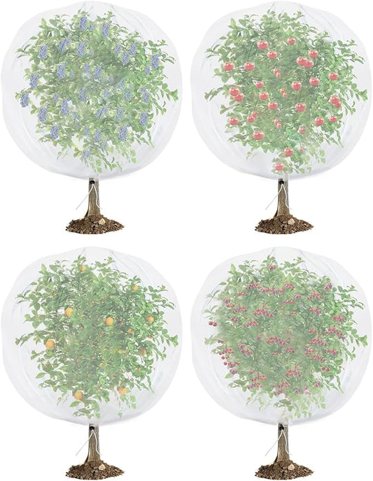 Bird Netting for Garden Protection - 4 Pack Garden Netting Pest Barrier with Drawstring,Mosquito Net Tomato Protective Cover Garden Plant Netting for Blueberry Bushes (5.3Ft x 7.7Ft/4Pack)