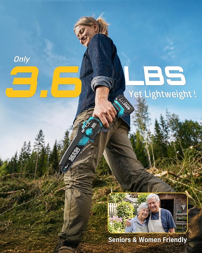 SEESII 2-in-1 Electric Pole Saws for Tree Trimming, 8 Inch Brushless Mini Chainsaw with Extension Pole, Cordless Pole Chain Saw, Tree Trimmer Limb Branch Cutter Pruner with 2 x 4.0Ah Batteries,P8 Nex