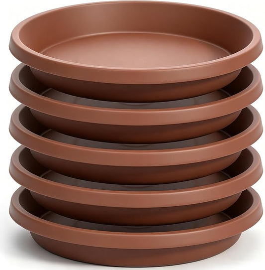 NIMYAU 5 Pack Plant Saucer 6 Inch,8 10 12 14 16 18 20 Inch, Heavy Sturdy Plant Trays for Pots, Plant Water Catcher Tray for Plants, Plastic Plant Saucers for Indoors no Holes