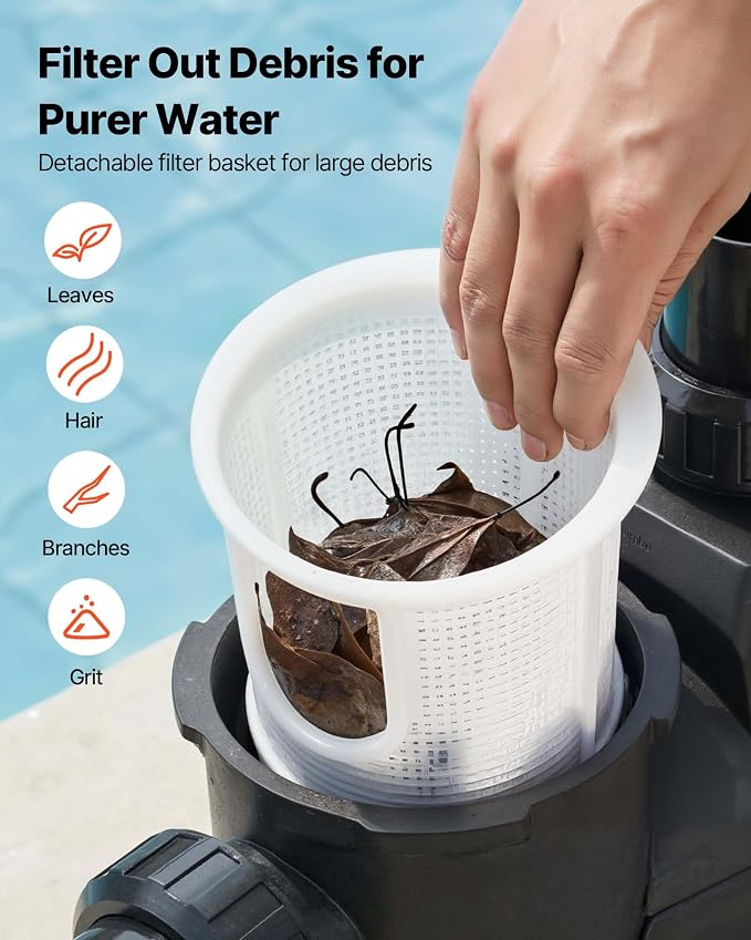 VEVOR Variable Speed Pool Pump 1.5HP AC 220-240V 132 GPM In/Above Pool Pump | for Inground Above Ground Swimming Pool, Powerful Self Priming, APP Remote Control, with Filter Basket, Programmable Timer