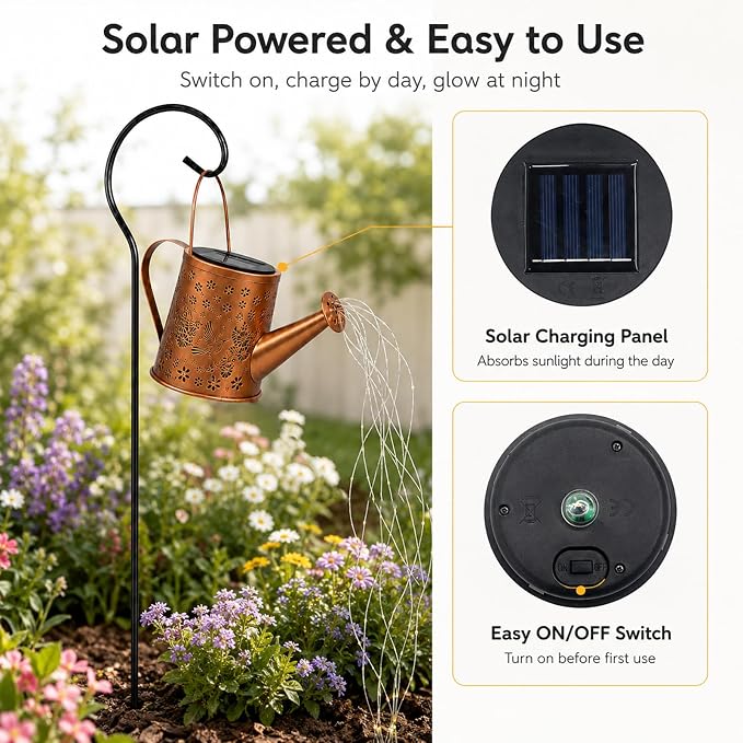 Solar Watering Can Light, Solar Powered Hanging Lantern Landscape Lights, Decorative Garden for Yard Waterproof Garden Decor, Gifts for Mom, Grandma（02-Hummingbird）