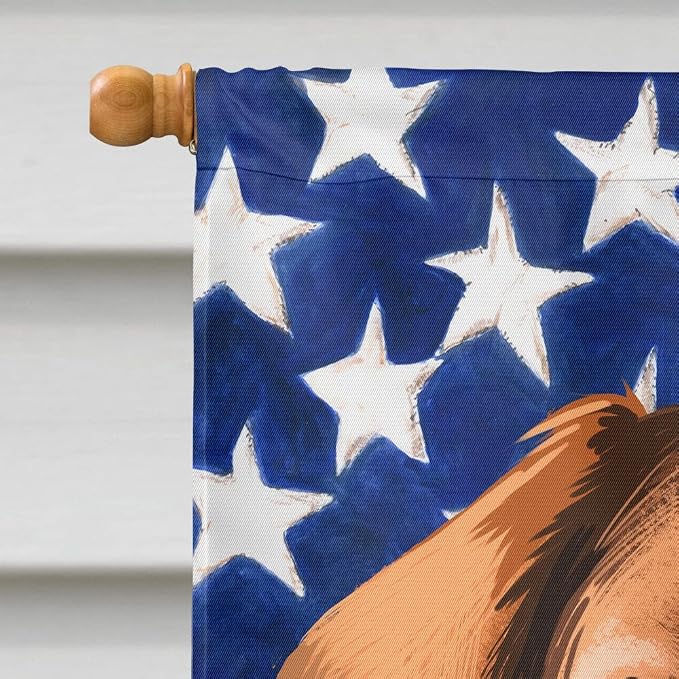 Caroline's Treasures CK6399CHF American Foxhound Dog American Flag House Flag Large Porch Sleeve Pole Decorative Outside Yard Banner Artwork Wall Hanging, Polyester, House Size, Multicolor