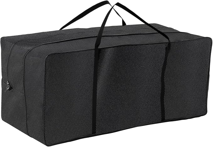 Turtle Life Cushion Storage Bag, Outdoor Patio Heavy Duty Upgrade Adjustable Storage Bag with Zipper and Handle, Black, Width Could Enlarged 8inch