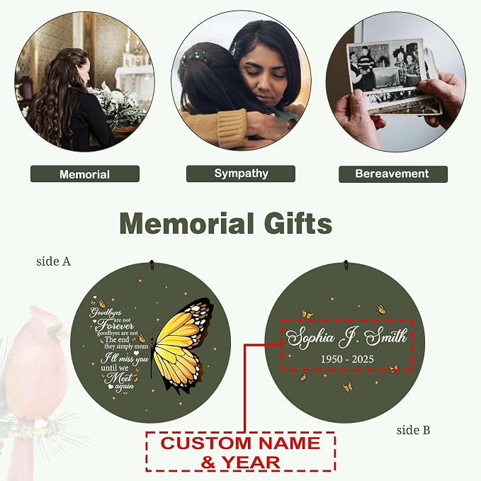 ASTARIN Sympathy Wind Chimes for Loss of Loved Ones Dad Mom, Memorial Wind Chimes Customizable, in Memory of Mother/Father, Remembrance Gifts(Produced in Texas)