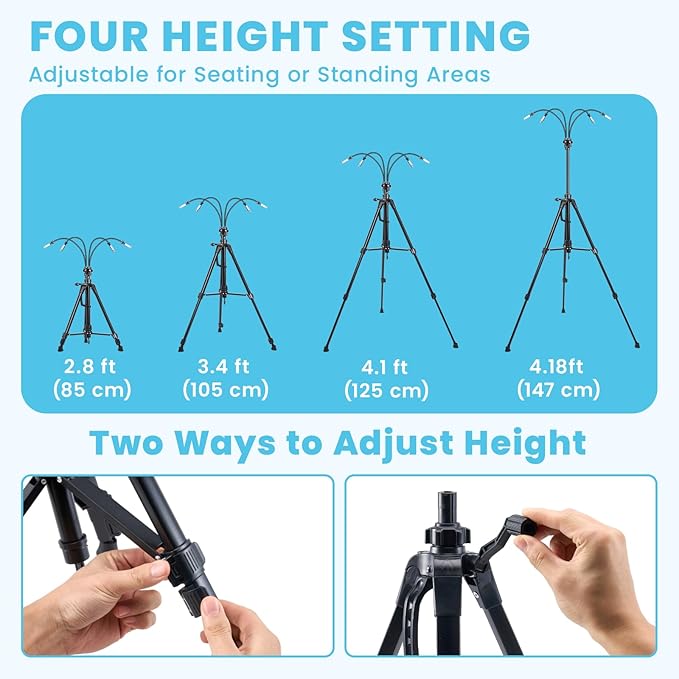 HOMENOTE Standing Misters for Outside Patio, 26FT Misting Hose, 4.8FT Adjustable Height Portable Misting System with Tripod Base, for Backyard, Pool, BBQ Cooling, Garden Watering & Tanning