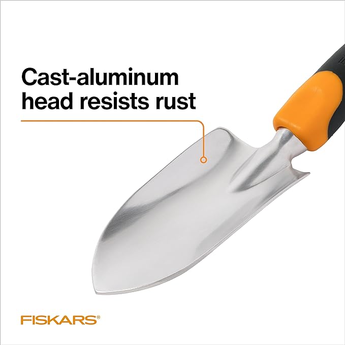 Fiskars Ergo Garden Trowel for Digging and Planting, Heavy Duty Gardening Hand Tool with Hanging Hole, Pack of 6