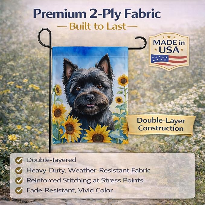 Caroline's Treasures DAC6043GF Cairn Terrier in Sunflowers Garden Flag Mailbox Flag Decorative Yard Flag Banner Outside Patio Artwork Yard Flower Beds, Garden Size, Multicolor