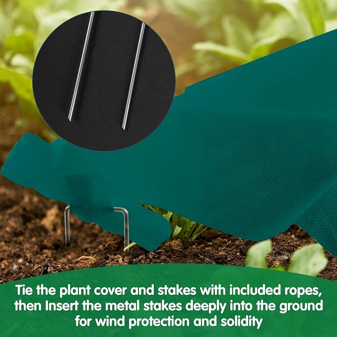 kockuu Plant Sun Protection Cloth, 10ft x 30ft 1.41 oz/yd² Garden Plant Shade Cloth with 20 Stainless Steel Clips from Direct Sunlight, Plant Covers Frost & Sun Protection for Winter and Summer