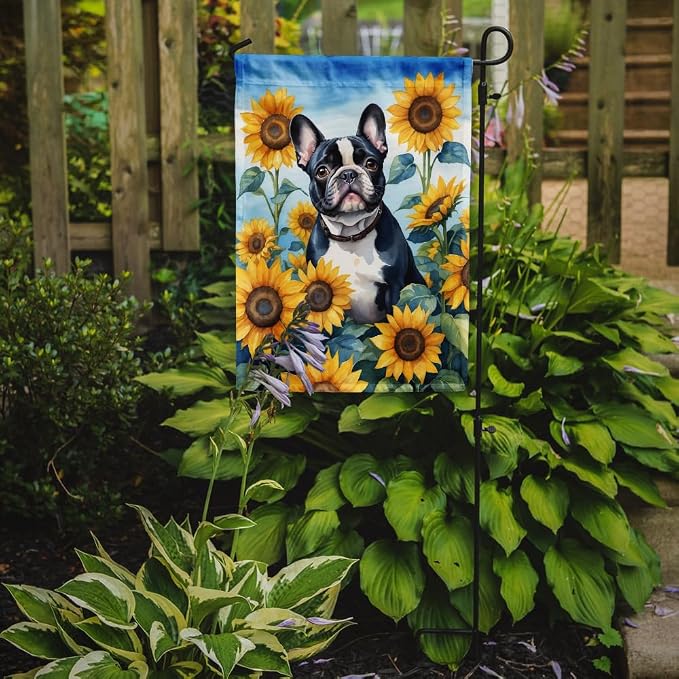 Caroline's Treasures DAC6082GF French Bulldog in Sunflowers Garden Flag Mailbox Flag Decorative Yard Flag Banner Outside Patio Artwork Yard Flower Beds, Garden Size, Multicolor