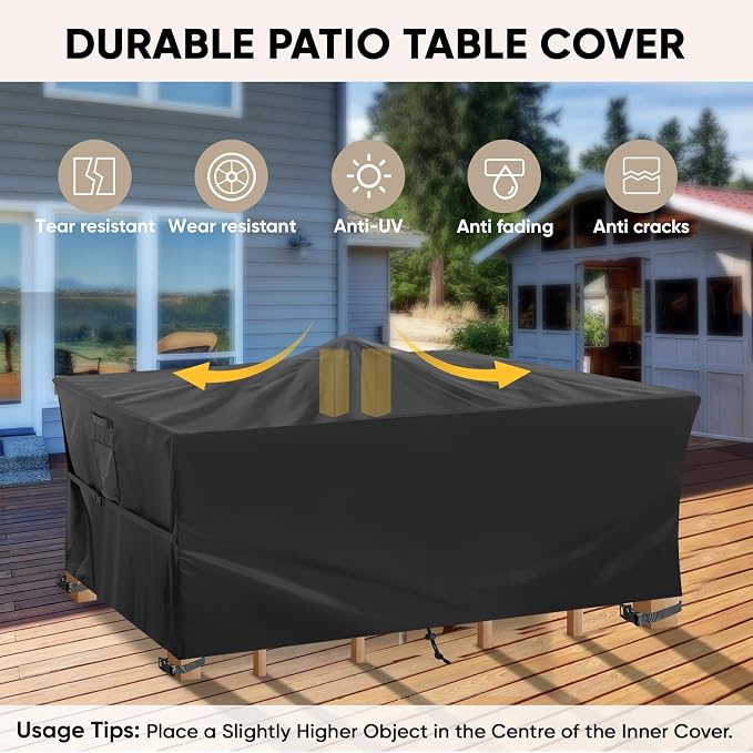 BALEINE Patio Furniture Covers, Outdoor Furniture Covers Waterproof, Heavy Duty Oxford Patio Table Cover for Outdoor Table, Chair, Sofa, Desk (Black, 98"L x 78"W x 28"H)