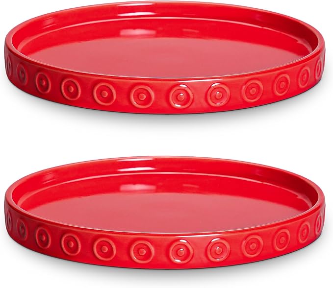 Eightpot 2 Pack Plant Plates to Catch Water, Plant Trays for Pots Indoor Outdoors, 7.5 Inch Plants Water Catcher Tray, Round Flower Pot Saucers, Modern Decorative Dishes to Catch Water, Red