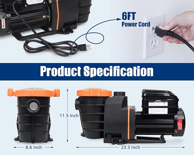 1.5 HP Variable Speed Pool Pump for Inground and Above Ground Pools, 5070 GPH Self-Priming Pump with App&Digital Control Panel, Dual Voltage 115V/230V, Programmable 1000-3450 RPM