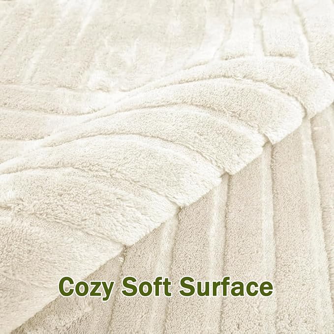 Beige Geometric 5x7 Solid Area Rug, Washable for Living Room Bedroom | Ultra Soft Thick High-Low Pile Carpet, Fluffy, Non-Slip Modern Geometric Rugs for bedside, Kids Room, Nursery, Home Office