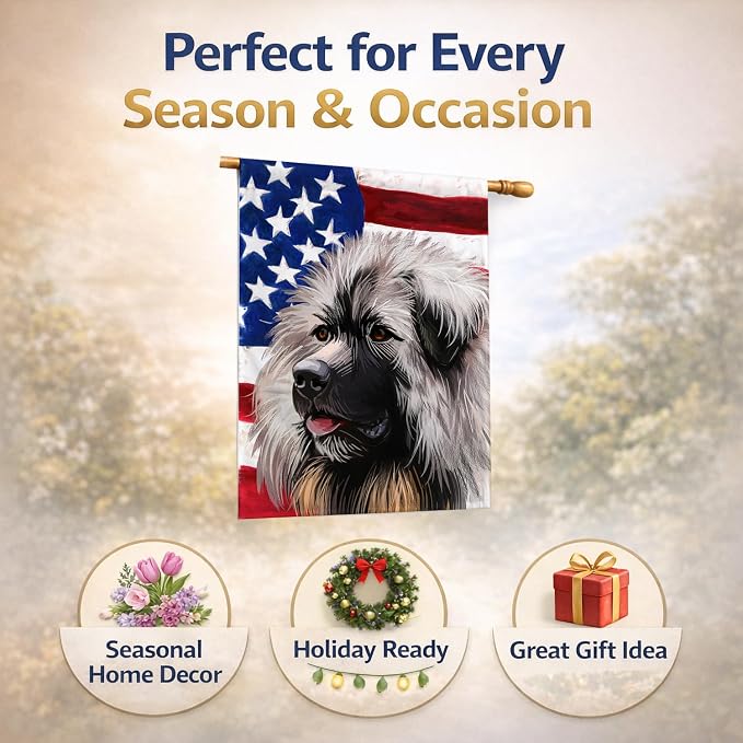 Caroline's Treasures CK6689CHF Sarplaninac Dog American Flag House Flag Large Porch Sleeve Pole Decorative Outside Yard Banner Artwork Wall Hanging, Polyester, House Size, Multicolor