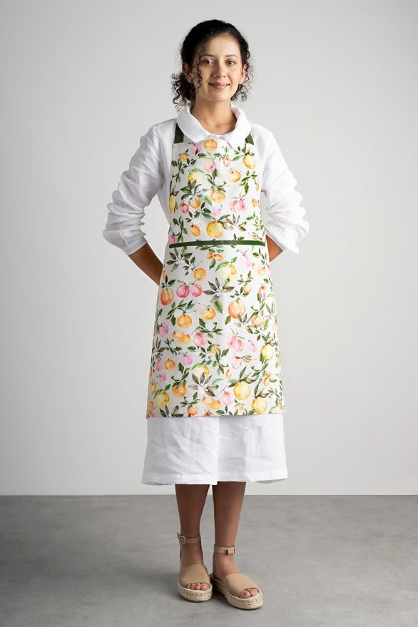 Maison d' Hermine Aprons for women with Pocket 100% Cotton (27.50"x31.50") | Adjustable Neck Strap & long ties Apron Men Chef Wedding Cooking Gardening Server Maid
