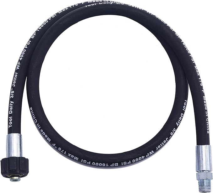 Tool Daily Pressure Washer Whip Hose with Swivel, Hose Reel Connector for Pressure Washing, 4 FT (3/8 NPT Solid + M22 Female)