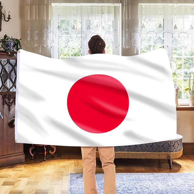 AhfuLife 2 Pcs Japan Flag Japaneae Flag 3x5 Ft, Large Japaneae National Flags for Outside - Double Side with Brass Eyelets for Olympic Party Decorations, Bar Garden Street Decoration Indoor Outdoor