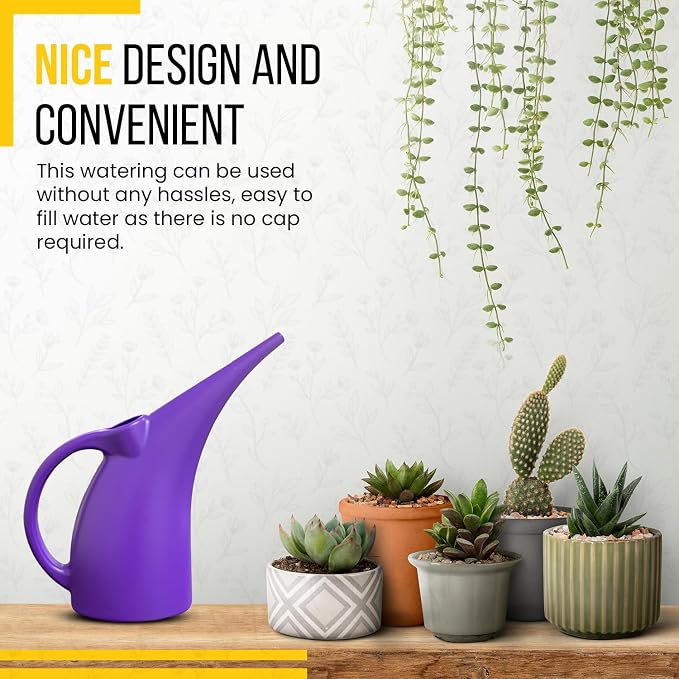 KP Kool Products Watering Can 1/2 Gallon - Small Watering Can for Indoor Plants - Outdoor Watering Can - Purple Plant Waterer - Plastic Watering Can for Garden - 1 Pack