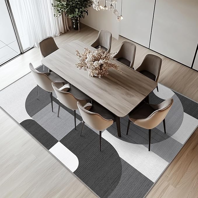 4x6 Black and White Geometric Modern Area Rug for Living Room Bedroom Entryway Abstract Rug Machine Washable Non-Slip Carpet for Bedside Dining Room Office