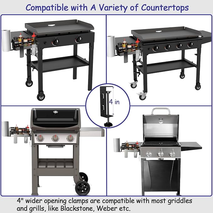 Geesta Upgraded Griddle Caddy for Blackstone 28"/36" Griddles/Weber Grill/Prep Cart, BBQ Grill Accessories Space Saver with Magnetic Tool Holder & Paper Towel Holder