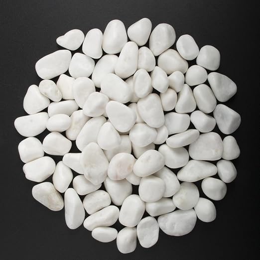 10 lbs White Polished Decorative Stones, 0.5-1 Inch Landscape Rocks for Indoor Plants, Garden, Outdoor Pathways, Vase Fillers, Pots, Glass Containers, and Craft Pro (Pure White, Weight: 10 LB)