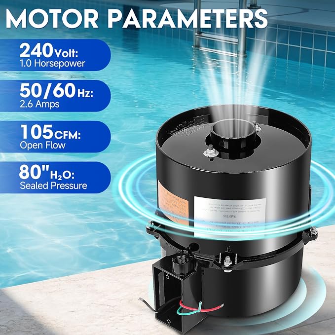6310241 Silencer Spa Blower 1HP 240 Volt 2.6 Amp 2 Years Warranty | Replacement for Air Supply, Direct 2 Inch Plumbing System, Quiet & Shock-Absorbing Design, for Pool Hot Tub & Spa 4-8 jets