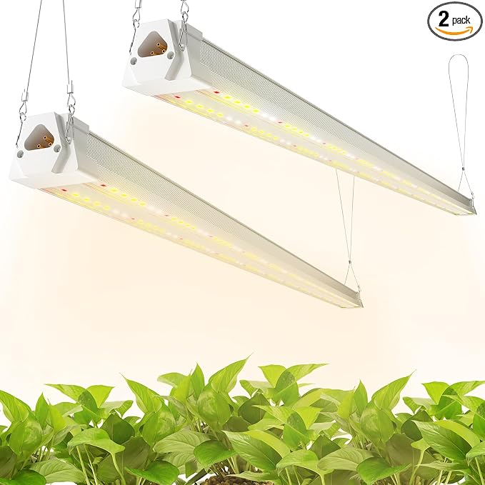 FREELICHT 2 Pack 4FT LED Grow Light, 40W (250W Equivalent), Full Spectrum Sunlight Growing Lamp Fixture, Linkable Hanging Plant Light for Hydroponic Indoor Plants Seeding, Plug-in with On/Off Switch
