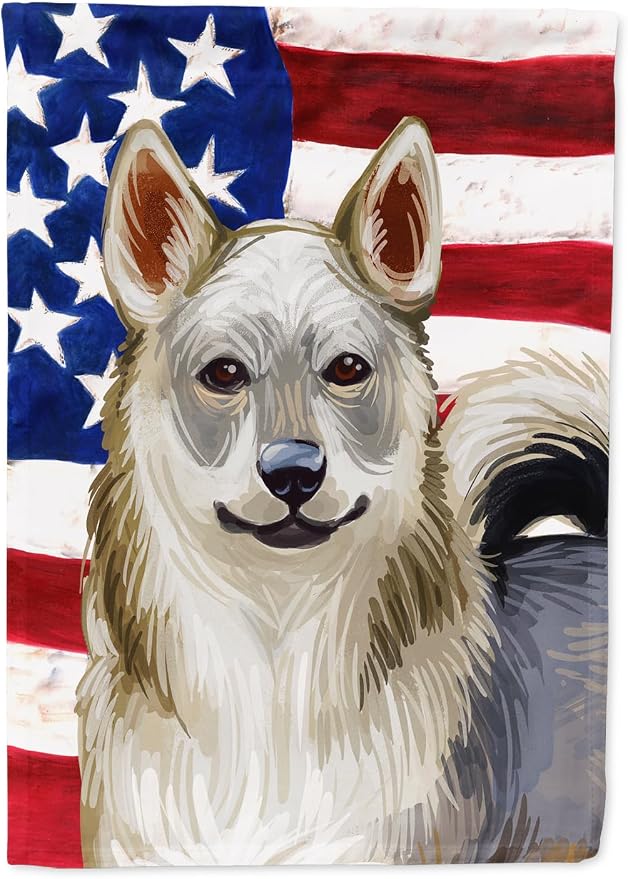 Caroline's Treasures CK6731GF Swedish Vallhund Dog American Flag Garden Flag Mailbox Flag Decorative Yard Flag Banner Outside Patio Artwork Yard Flower Beds, Garden Size, Multicolor
