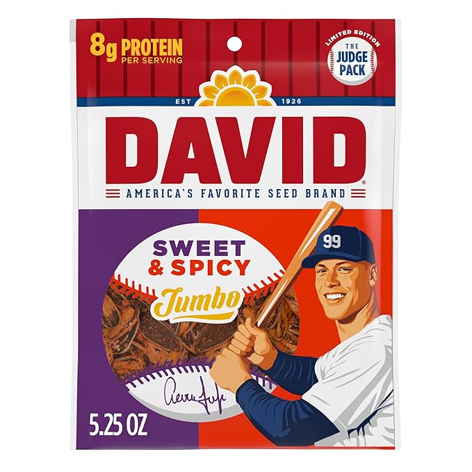 DAVID Jumbo Sunflower Seeds, Sweet and Spicy Flavor, 5.25 oz.