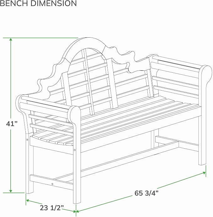 Cambridge Casual Lutyens Teak Wood Garden Bench 5-Foot, Outdoor Teak Bench, Wooden Outdoor Bench for Patio, Porch, Backyard, Lawn, Deck & Entryway