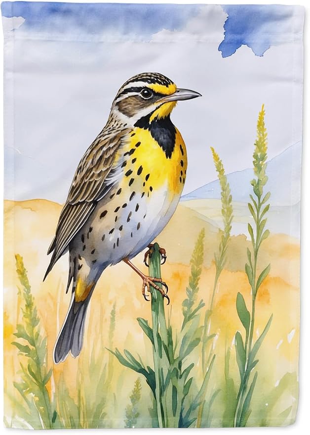 Caroline's Treasures Nebraska Western Meadowlark Garden Flag Mailbox Flag Decorative Yard Flag Banner Outside Patio Artwork Yard Flower Beds, Garden Size, Multicolor