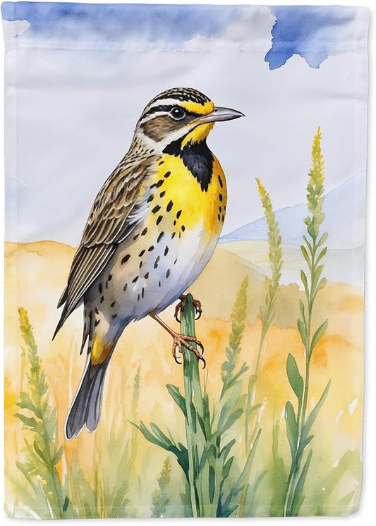 Caroline's Treasures Nebraska Western Meadowlark House Flag Large Porch Sleeve Pole Decorative Outside Yard Banner Artwork Wall Hanging, Polyester, House Size, Multicolor