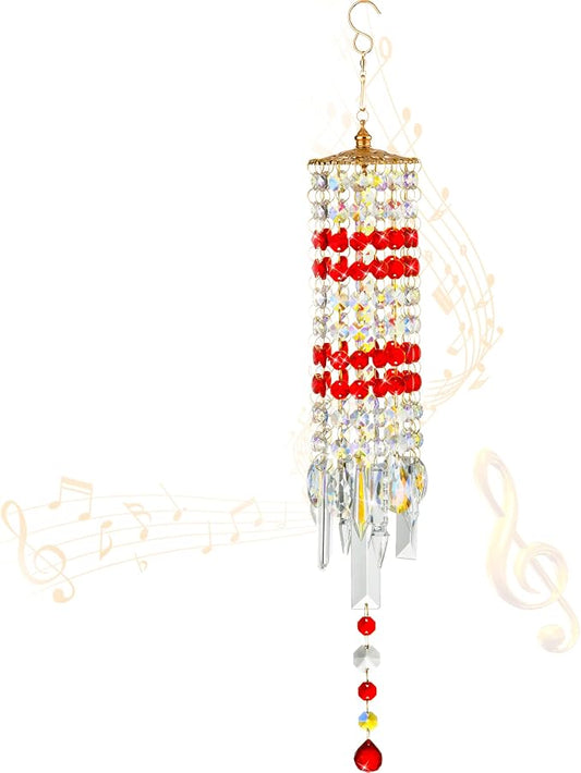 Crystal Wind Chimes Rainbow Suncatcher for Window, Garden, Patio Decor | K9 Crystal Suncatcher, 22 Inches, Creates Rainbows Indoors/Outdoors, Ideal For Gifting, Rose Gold Hooks, Porch/Balcony