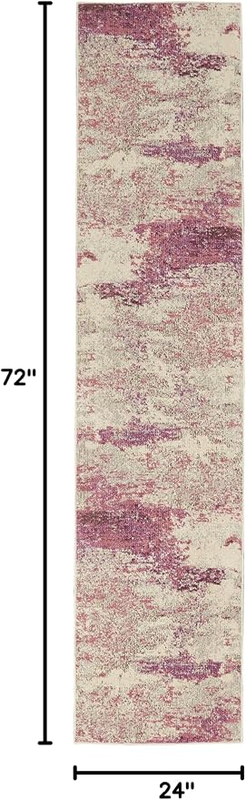 Nourison Home Celestial Modern Abstract Ivory/Pink 2' x 6' Area Rug, Easy Cleaning, Non Shedding, Bed Room, Living Room, Dining Room, Kitchen (2x6)