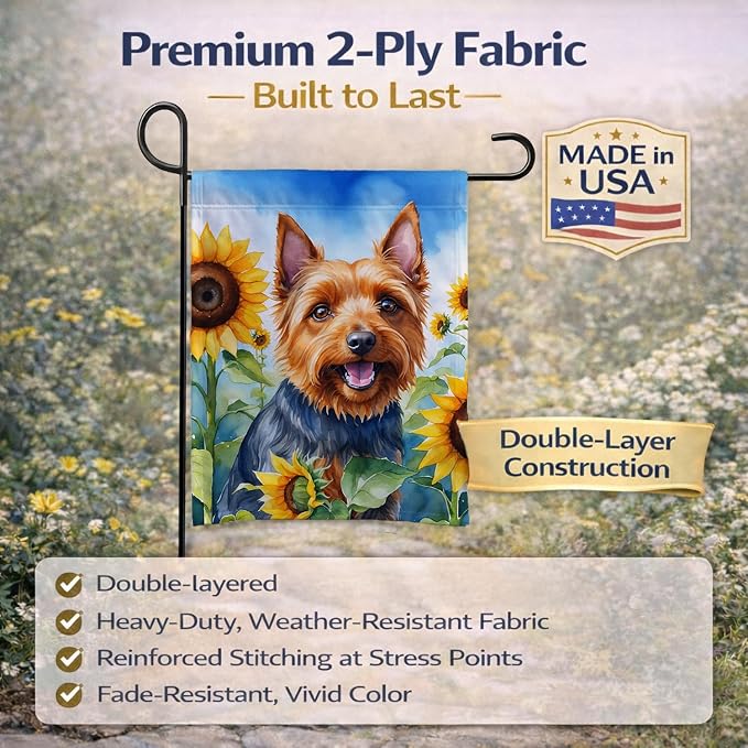 Caroline's Treasures DAC6015GF Australian Terrier in Sunflowers Garden Flag Mailbox Flag Decorative Yard Flag Banner Outside Patio Artwork Yard Flower Beds, Garden Size, Multicolor