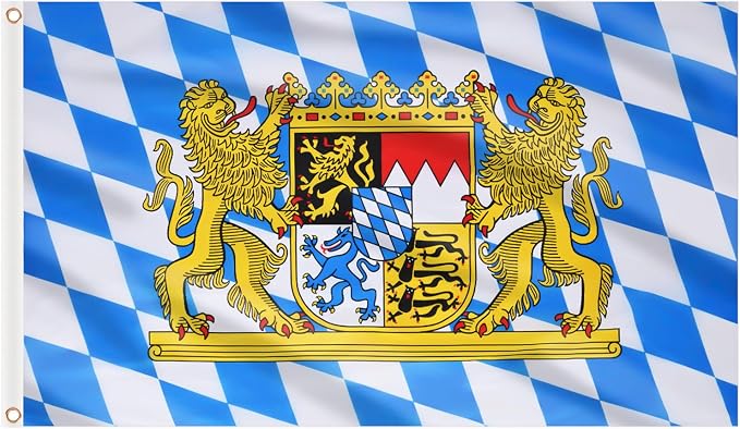 AhfuLife 2 Pcs Oktoberfest Flag 3x5 Ft for Oktoberfest Decorations, Bavarian German Flag - Double Sided with Brass Eyelets for Beer Tent, Bar Club Indoor Outdoor Autumn Decorations