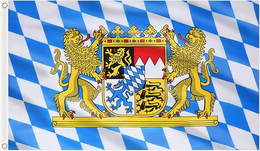AhfuLife Oktoberfest Flag 3x5 Ft for Oktoberfest Decorations, 1 Pc Bavarian German Flag - Double Sided with Brass Eyelets for Beer Tent, Bar Club Indoor Outdoor Autumn Decorations