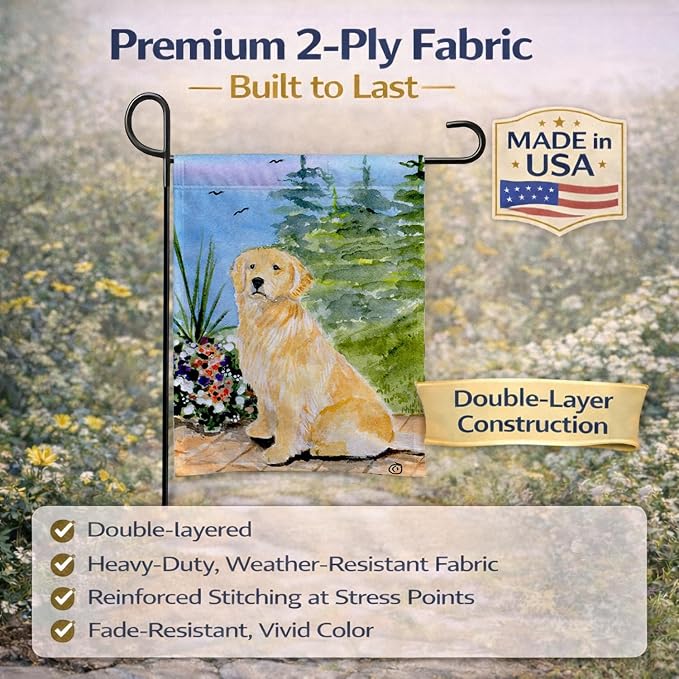 Caroline's Treasures SS8758GF Golden Retriever Garden Flag Mailbox Flag Decorative Yard Flag Banner Outside Patio Artwork Yard Flower Beds, Garden Size, Multicolor