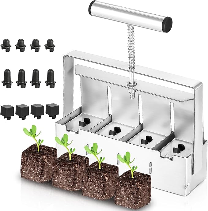 Manual Soil Block Maker Micro Soil Blocker Set 2 inch Soil Block Soil Blocking Tool for Seed Stater Tray