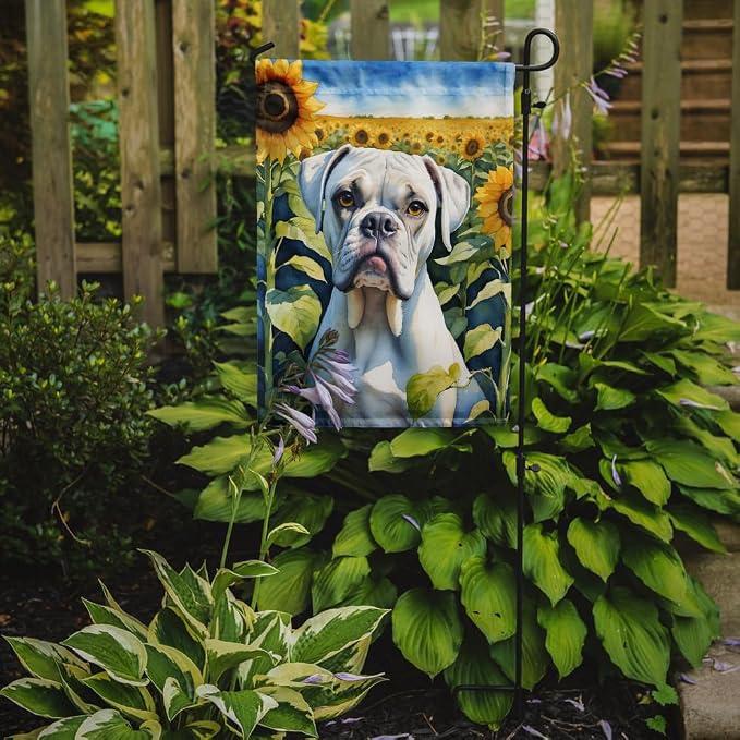 Caroline's Treasures DAC6038GF Boxer in Sunflowers Garden Flag Mailbox Flag Decorative Yard Flag Banner Outside Patio Artwork Yard Flower Beds, Garden Size, Multicolor