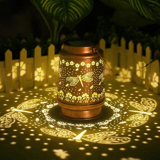 Dragonfly Garden Decor Solar Lanterns Outdoor Waterproof, Birthday Gifts for Women, Mother Day Gifts for Mom, Grandma, Hanging Solar Lights for Outdoor, Yard, Patio, Porch, Gardening Gifts