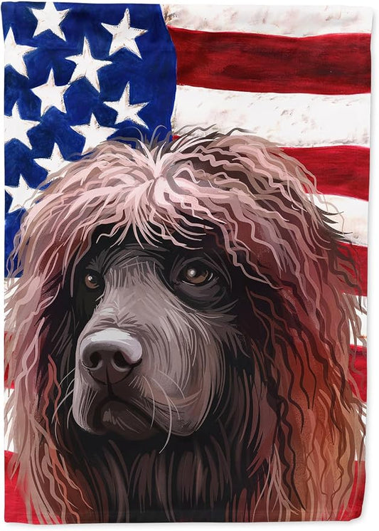 Caroline's Treasures CK6572CHF Irish Water Spaniel American Flag House Flag Large Porch Sleeve Pole Decorative Outside Yard Banner Artwork Wall Hanging, Polyester, House Size, Multicolor