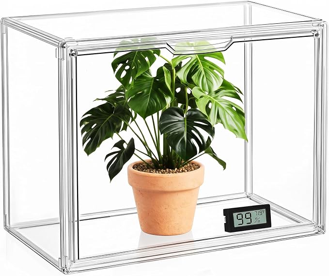 Mini Greenhouse for Indoor, Clear Tabletop Stackable Green House, Portable Acrylic Plant Green House with Magnetic Waterproof Door for Plants Grow Warmer, Seed Starting...