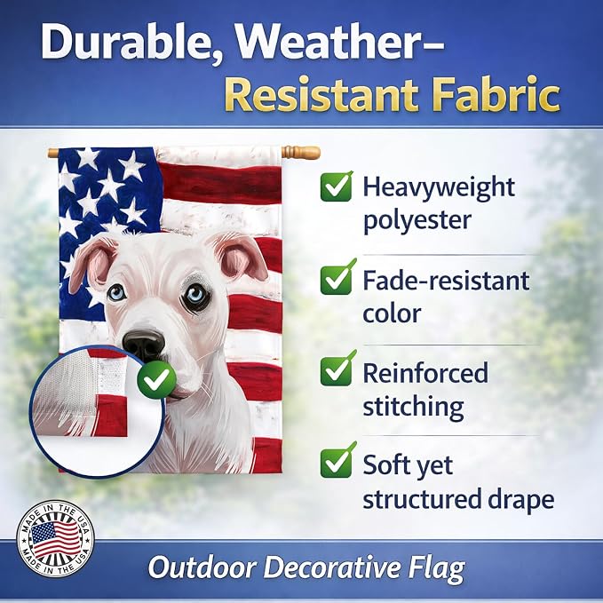 Caroline's Treasures CK6555CHF Guatemalan Dogo Dog American Flag House Flag Large Porch Sleeve Pole Decorative Outside Yard Banner Artwork Wall Hanging, Polyester, House Size, Multicolor